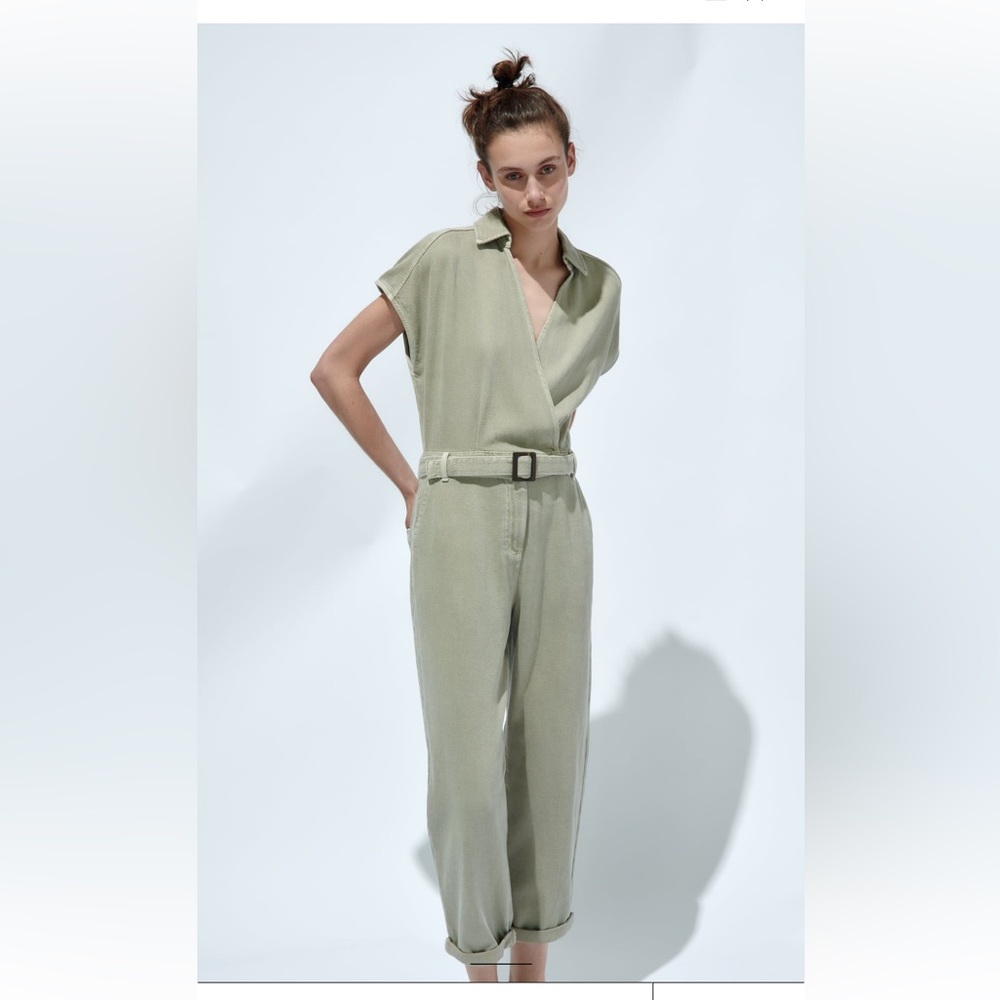 Long Denim Wrap Jumpsuit